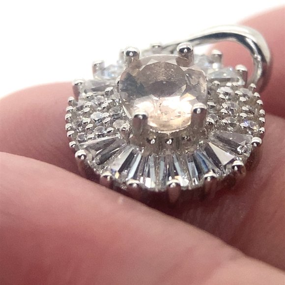 Morganite 1.24ct Platinum Finish Solid 925 Sterling Silver Pendant - Picture 4 of 7